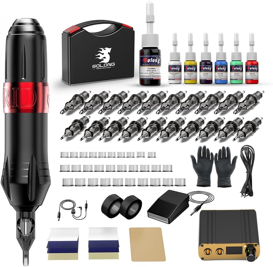 Solong Tattoo - Kit Profesional de Tatuaje con Máquinas Híbridas, Motor de Alto Rendimiento y Accesorios de Calidad