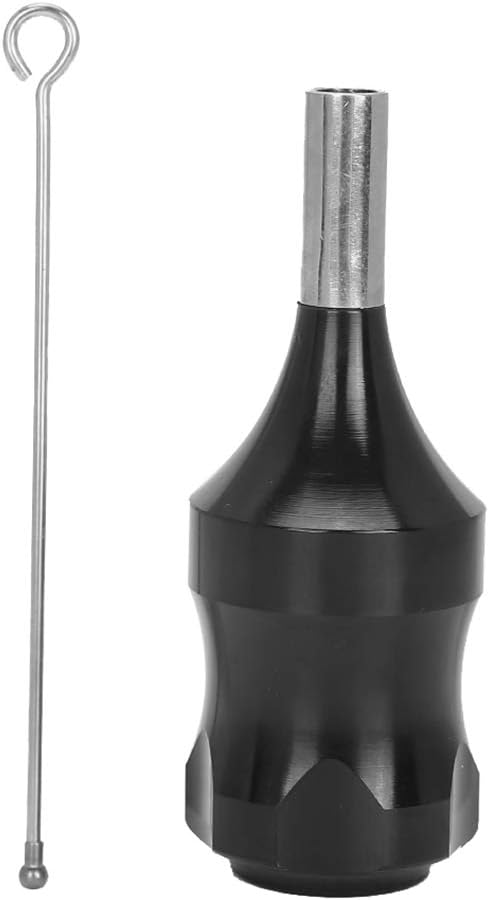 Mango de máquina de tatuaje de 28 mm: agarre de aleación de aluminio ligero y antideslizante para puntas de cartucho - Accesorio profesional en color negro.