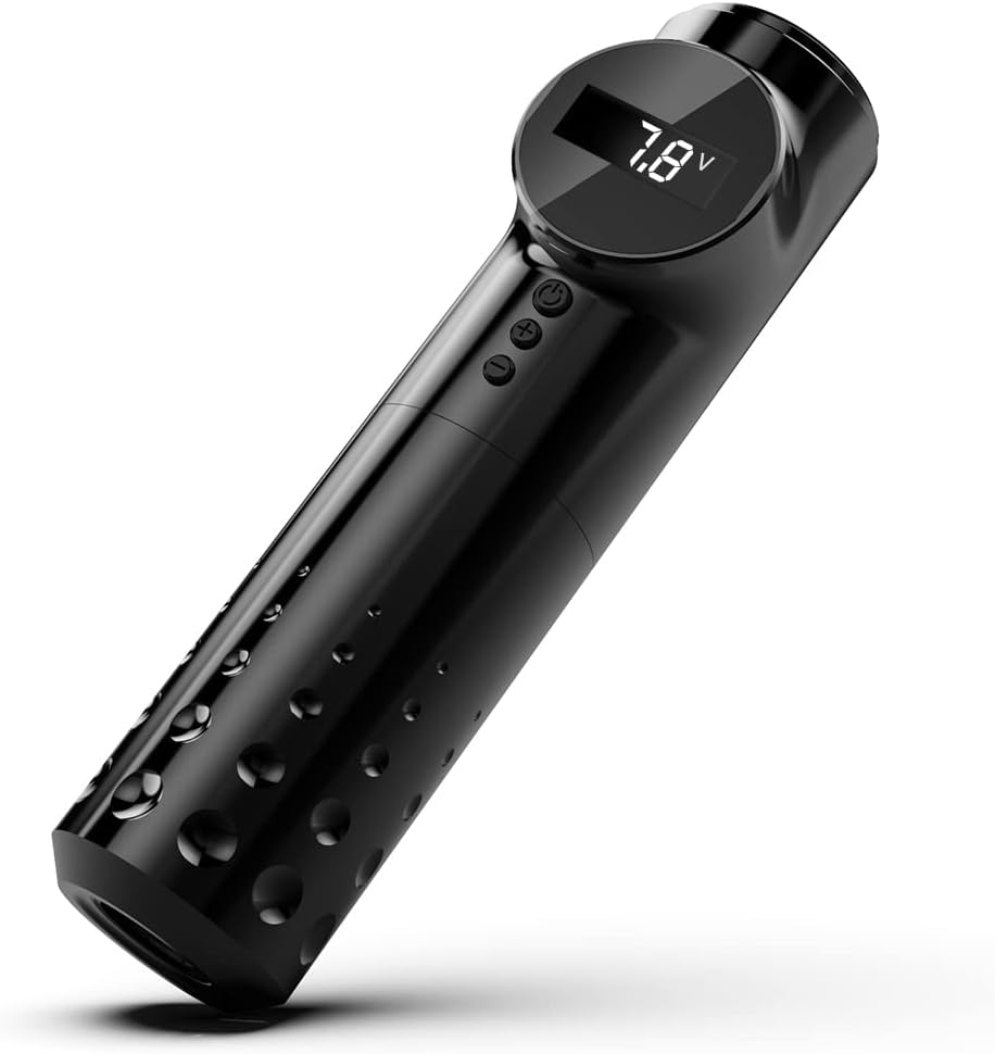 Máquina de tatuar inalámbrica de batería Mast Archer con 2 grips y aguja de cartucho de tatuaje (Negro)