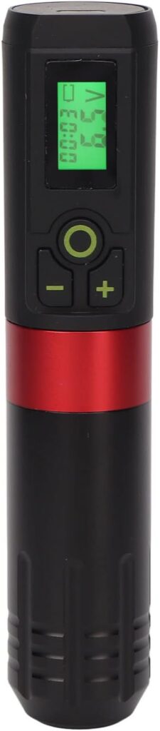 Pluma de Tatuaje Inalámbrica: Kit Profesional con Pistola Rotativa, Pantalla LED y Batería Recargable (negro rojo)
