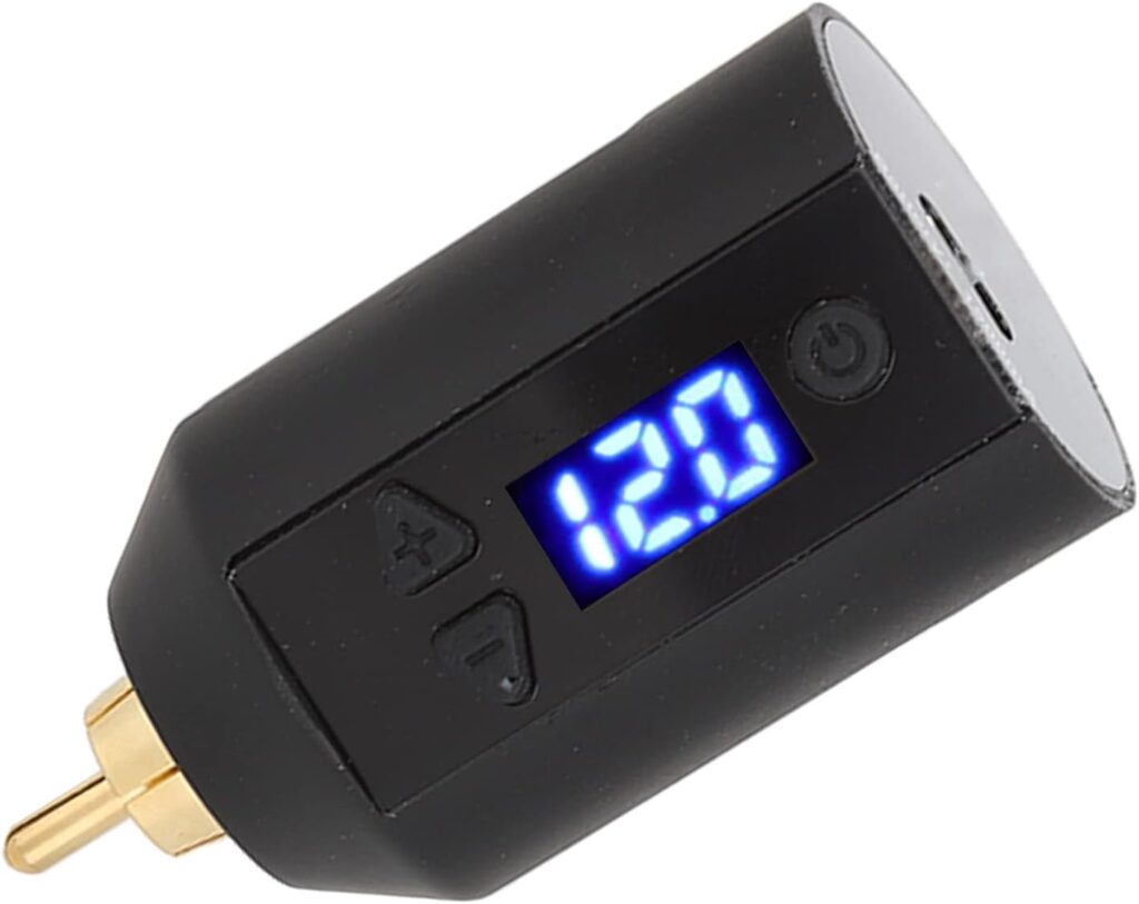 Suministros exclusivos: Fuente de Alimentación Inalámbrica para Tatuajes con Carga USB 3-12V y Batería de 1500mAh, Interfaz RCA para Pluma de Tatuaje (Estilo 1)
