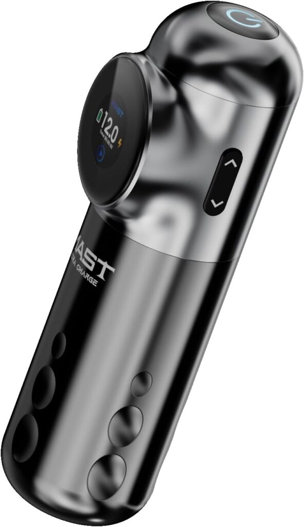 Tatuadora Inalámbrica Mast Archer S: Máquina de Tatuaje con Bolígrafo Rotativo y Motor Sin Escobillas de Mcore, Longitud de Aguja de 4.2mm, Carga Rápida, Pistola Rotativa Inalámbrica para Artistas Profesionales del Tatuaje (gris)