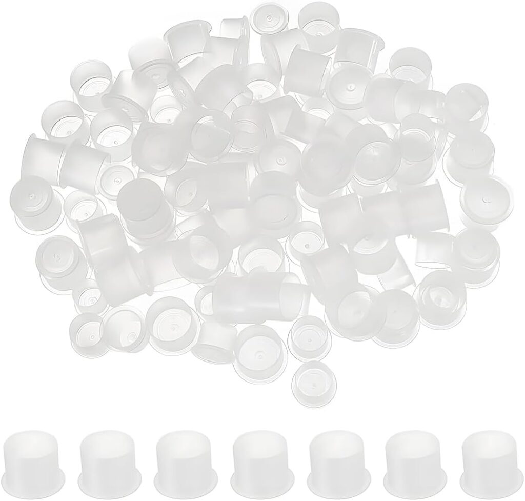 Set de 100 tazas medianas de plástico para tatuajes: accesorios de microblading y pigmentos para máquina de tatuaje.