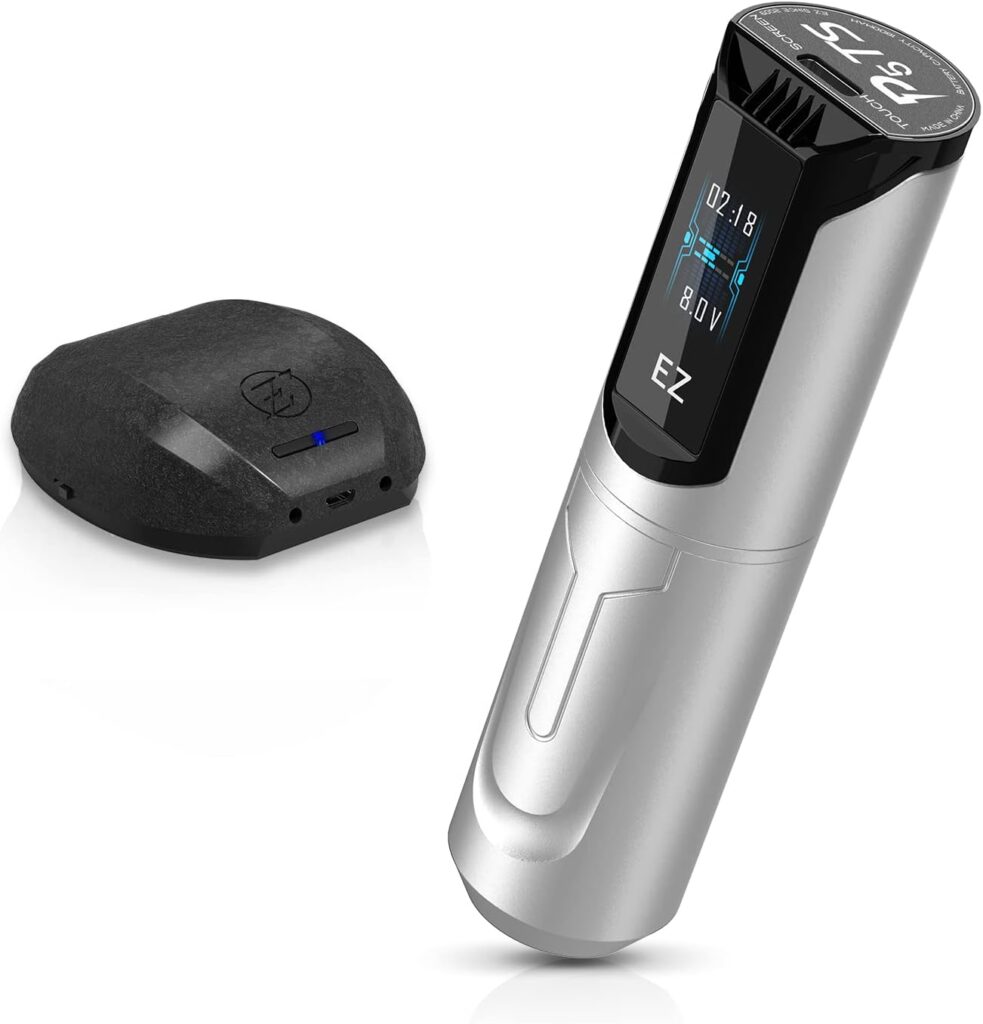 P5TS Plata: Máquina de Tatuar Inalámbrica con Pantalla Táctil Digital y Conexión Bluetooth