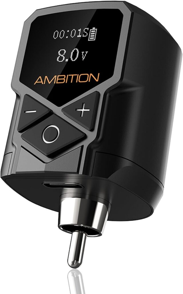 Batería de litio portátil inalámbrica para tatuajes RCA - Ambition Kuark Mini con pantalla LED y 1800mAh de capacidad