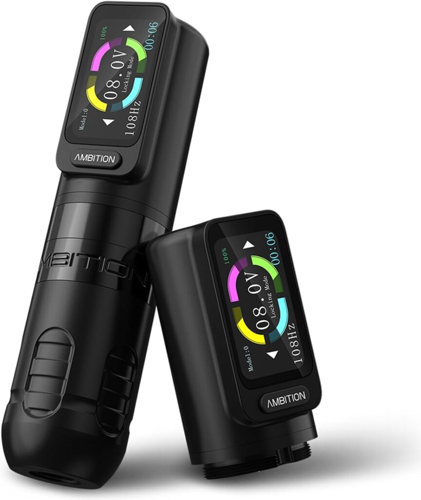 Máquina de tatuaje inalámbrica Ambition Zetton con pantalla LED y botones táctiles personalizados