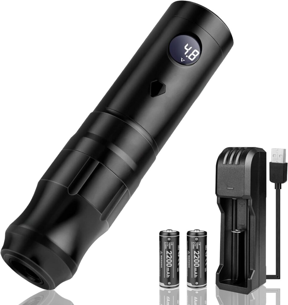 Tatuadora Blackbudda: Pistola inalámbrica con tecnología magnética y sensor de gravedad (Incluye dos baterías)