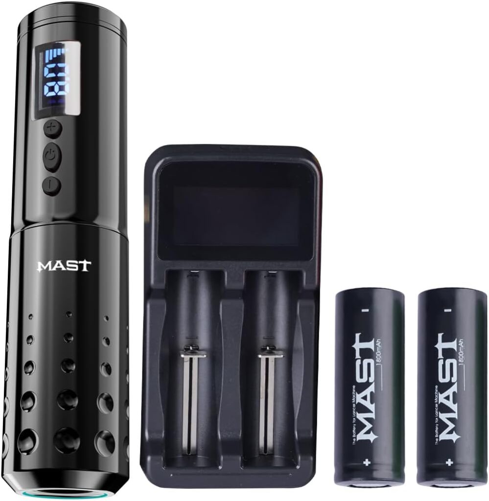 Máquina de Tatuaje Inalámbrica Mast Lancer con Pen Rotary de 3.5mm Stroke y 2 Baterías de Cartucho para Tatuaje