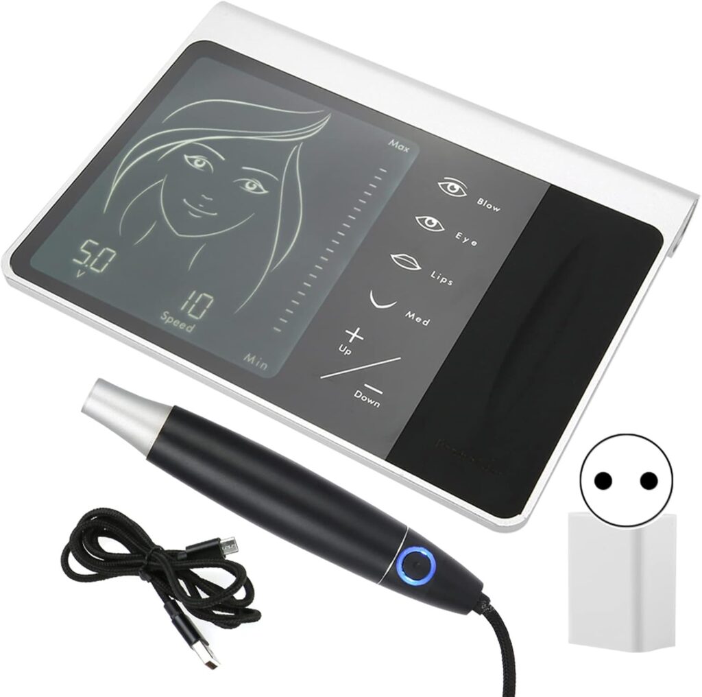 Set de tatuaje digital todo en uno: utiliza la máquina de pluma con pantalla táctil para microblading de cejas y labios, maquillaje permanente, y microsombreado de cejas Ombre. ¡El accesorio de belleza definitivo!