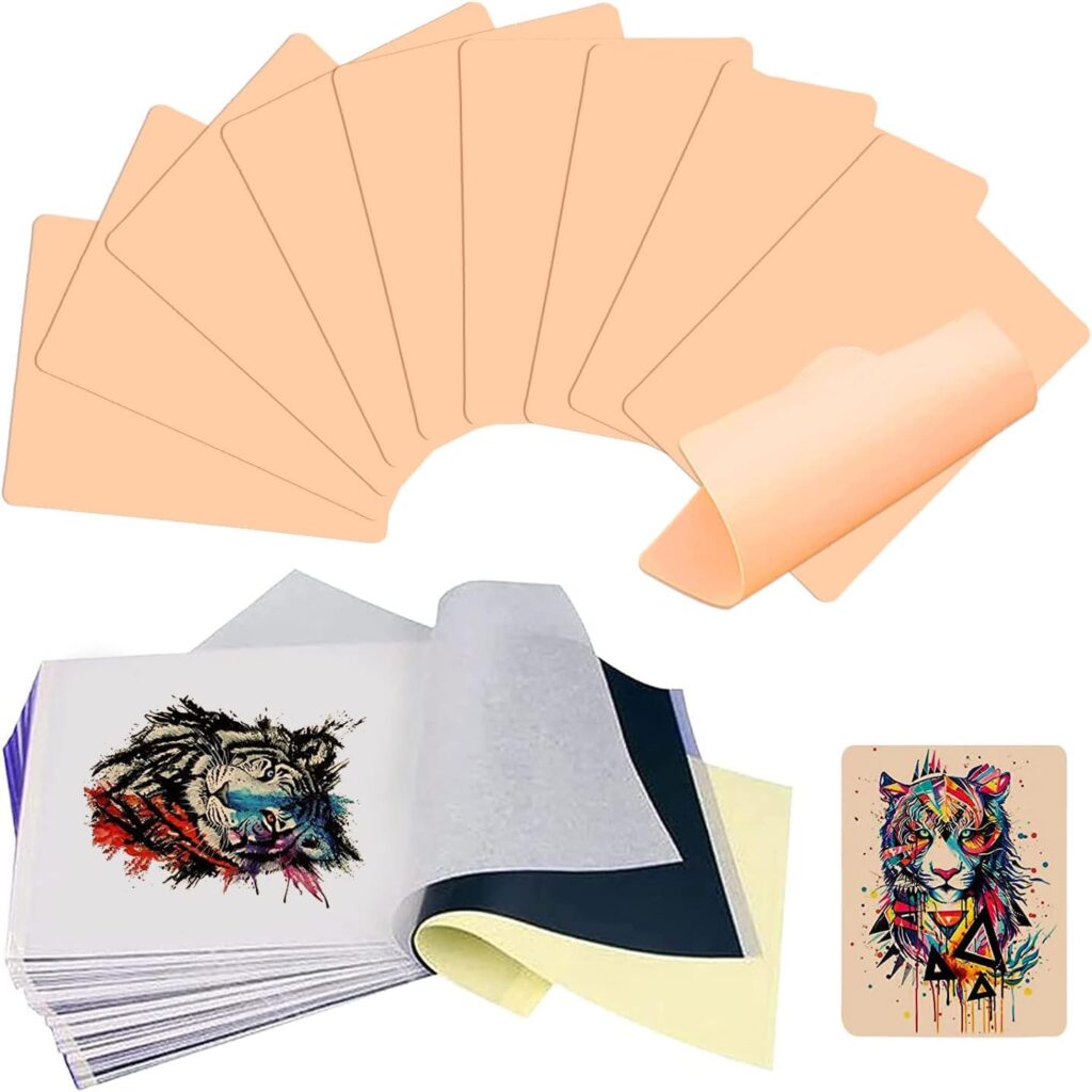 Piel Sintética para Tatuajes: Kit Profesional con Papel Transfer Tattoo - Ideal para Principiantes y Artistas del Tatuaje - Tamaño 20x14x0,1cm - 10 Piezas