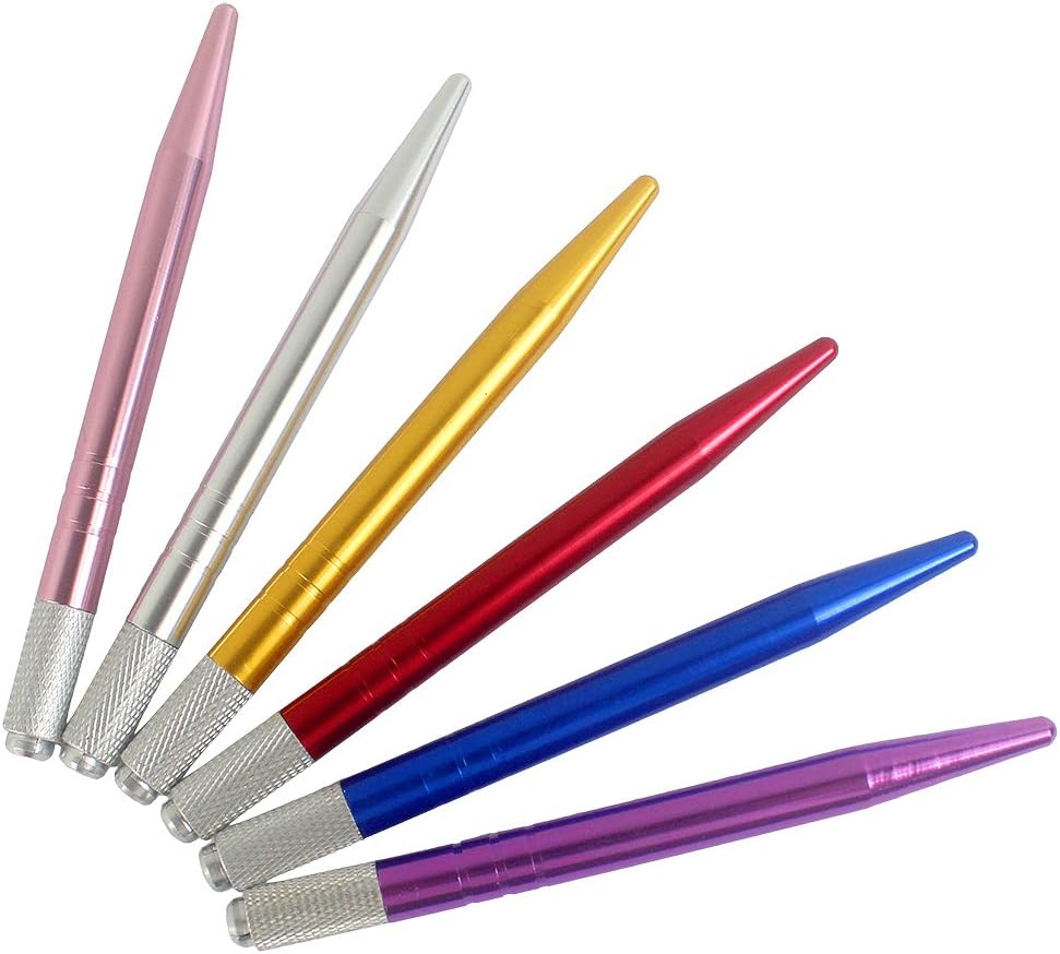 Plumas de microblading de cejas con la máquina de tatuaje manual: Kit de 6 piezas para maquillaje permanente - Estilo único