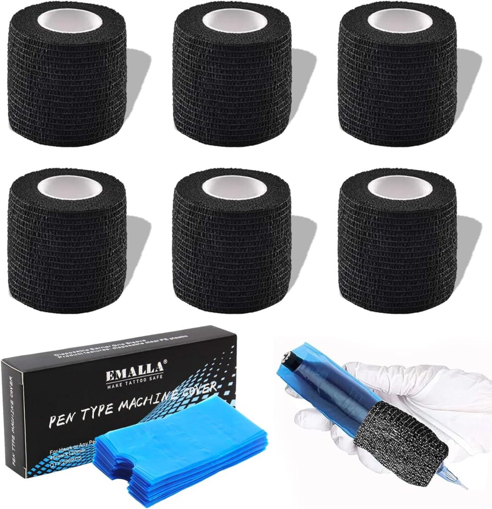 Set de Agarre de Tatuaje Personalizado: 6 Cubiertas y 200 Bolsas para Máquinas de Tatuaje - Ideal para Deportistas y Amantes del Arte Corporal