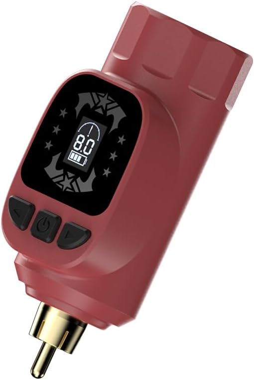 Batería de tatuajes HAWINK RCA: Fuente de alimentación inalámbrica para máquinas giratorias de tatuajes (rojo)