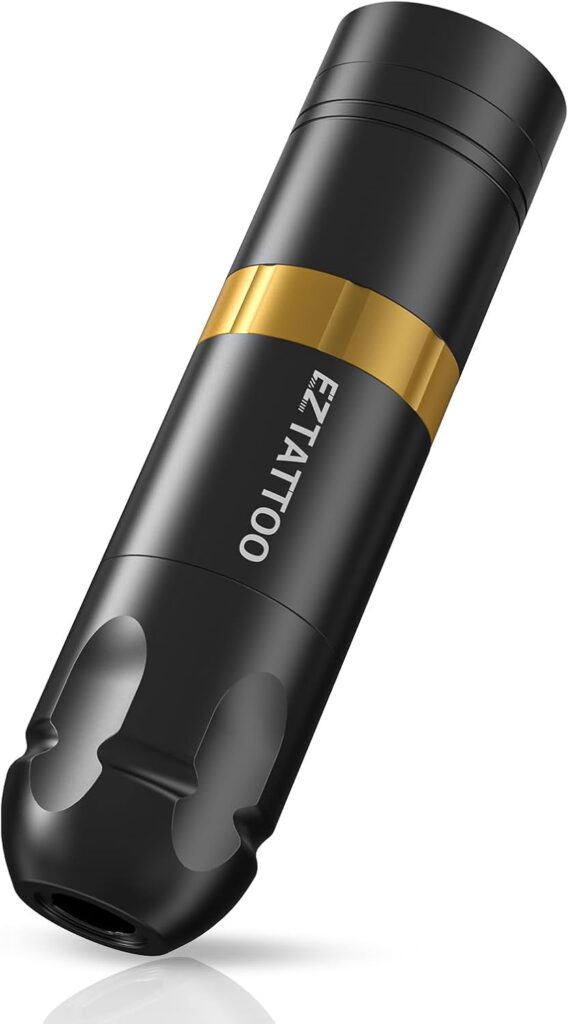Máquina de Tatuar Inalámbrica EZ - Herramienta de Tatuaje con Bolígrafo Recargable de 1500mAh para Principiantes y Profesionales del Arte Corporal (Dorado Caster S)