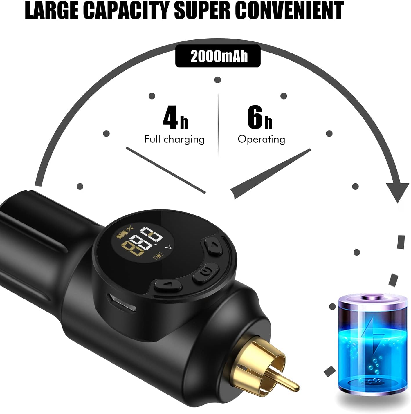 Batería Recargable TatelF 2000mAh para Máquina de Tatuaje RCA - Fuente de Alimentación Única y Duradera - Imagen 6