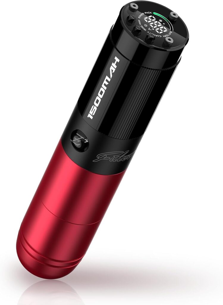 Máquina de Tatuar Inalámbrica EZ - Pistola de Tatuaje Rotativa con Batería de 1500mAh: ideal para Principiantes y Profesionales (Edición Limitada en Rojo)