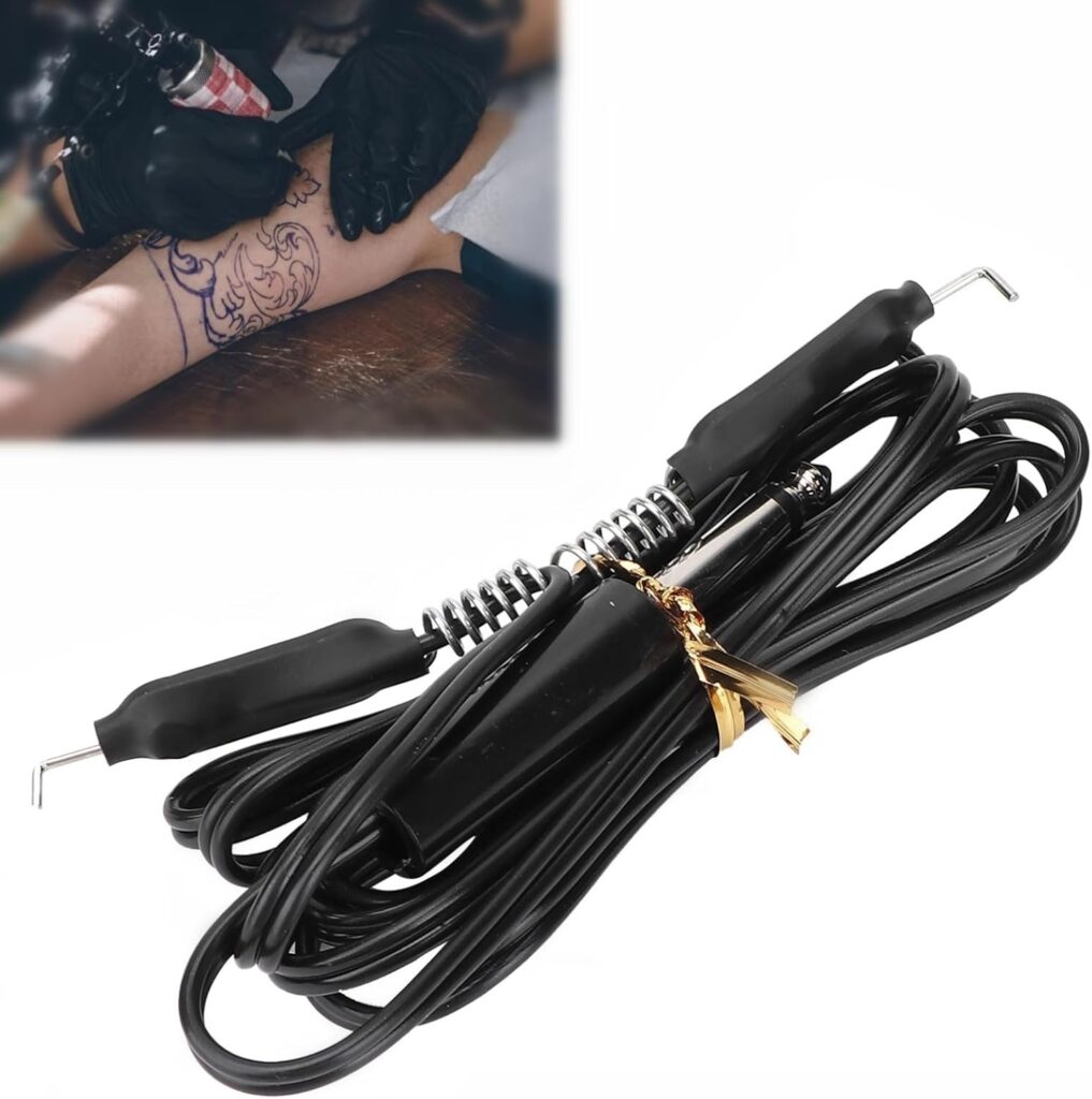 Cable de Clip de Tatuaje de Silicona con Bobina de Resorte - Duradero Cable de Alimentación para Máquina de Tatuaje