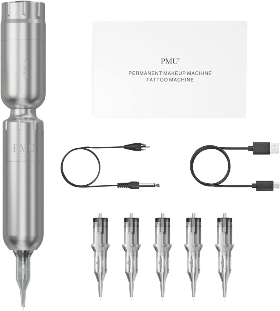 Pluma rotativa inalámbrica RCA para maquillaje permanente: ideal para cejas, labios, cuerpo y ojos (color plata)
