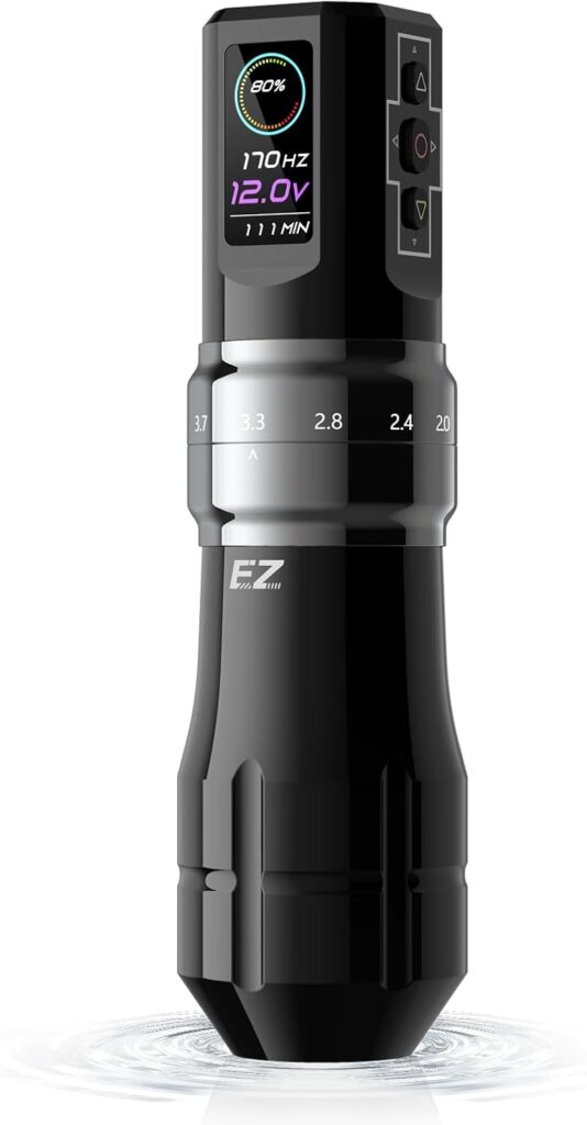 Máquina de Tatuar EZ Stroke 6 2.0 - 4.2mm: Innovadora Máquina Inalámbrica con Bluetooth, Pantalla Digital y Batería de 1600 mAh - Modelo P3 Pro en Gris Brillante