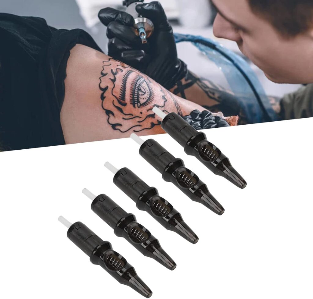 Pluma de tatuajes temporales con cartuchos de aguja y bolígrafo sin tinta - Set de 20 unidades (Negro)