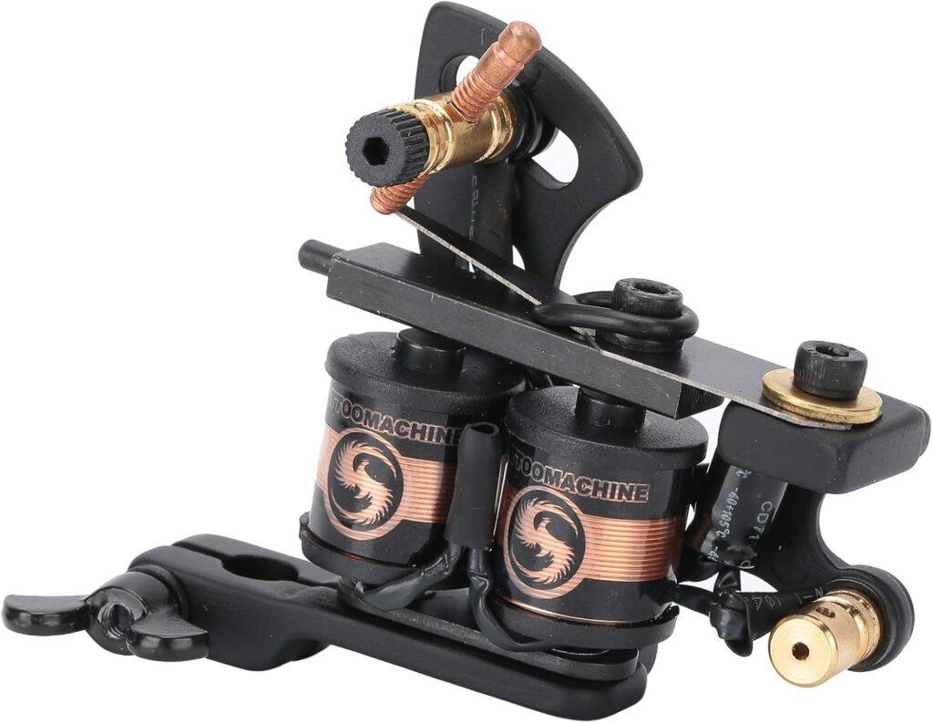 Kit premium de máquinas de tatuaje: trazador de líneas y sombreador en aleación, color negro