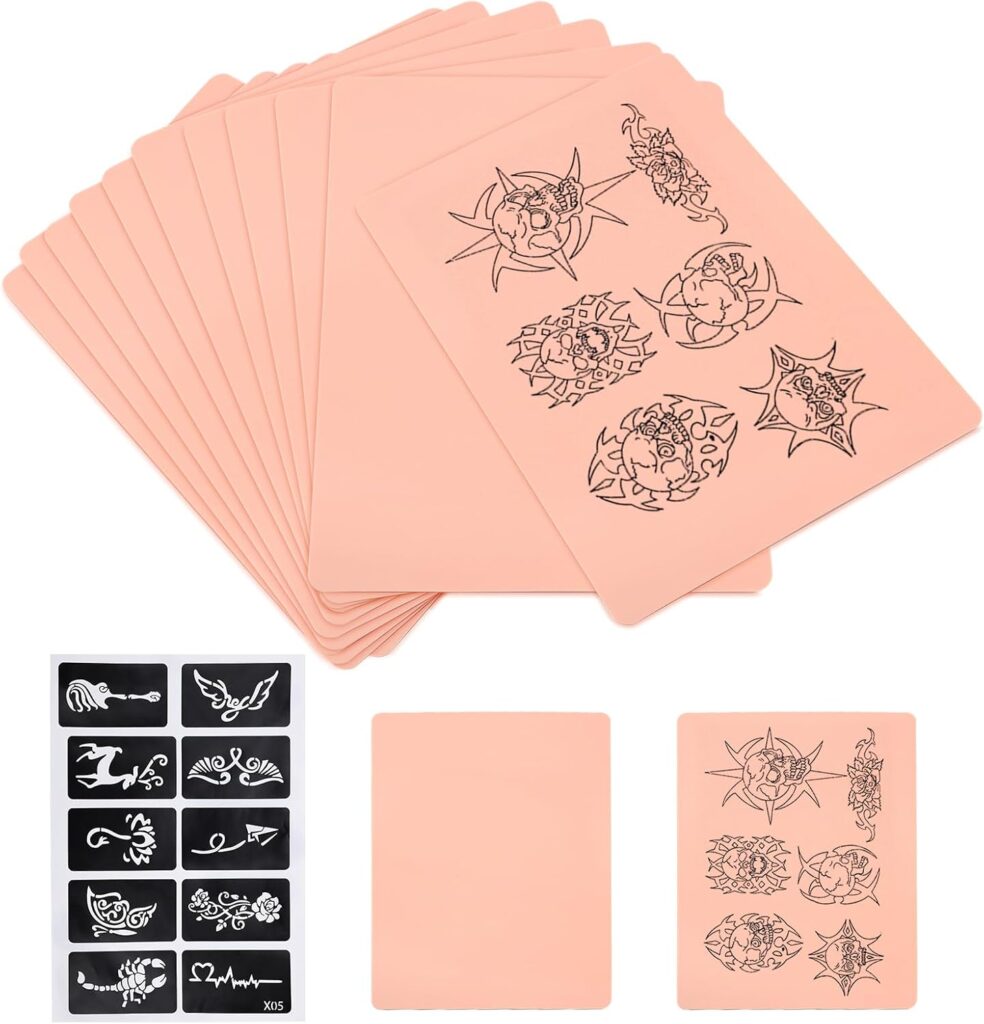 Piel de Tatuaje Kulwoyi 11: Práctica de Tatuaje para Principiantes con Papel de Patrón Extra
