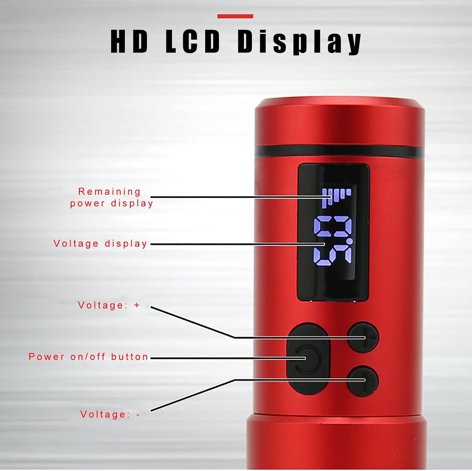 Batería de tatuaje con pantalla LCD y voltaje ajustable: ¡Libertad para artistas creativos! (Color: Green) - Imagen 7
