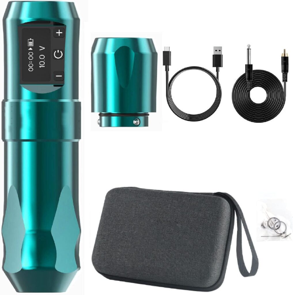 Máquina de Tatuaje Inalámbrica RCA Profesional Verde con Pantalla LCD y Motor sin Núcleo